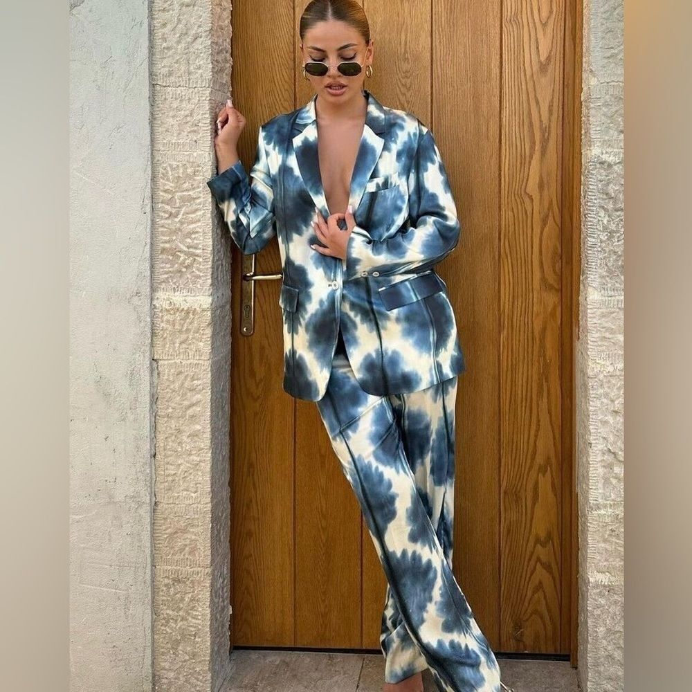 Zara satin tie dye pants